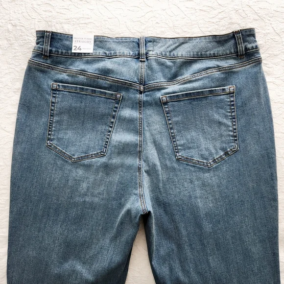 Lane Bryant NWT Straight Leg High-Rise Tighter Tummy Jeans Flex Waistband, Sz 24 - Picture 7 of 16